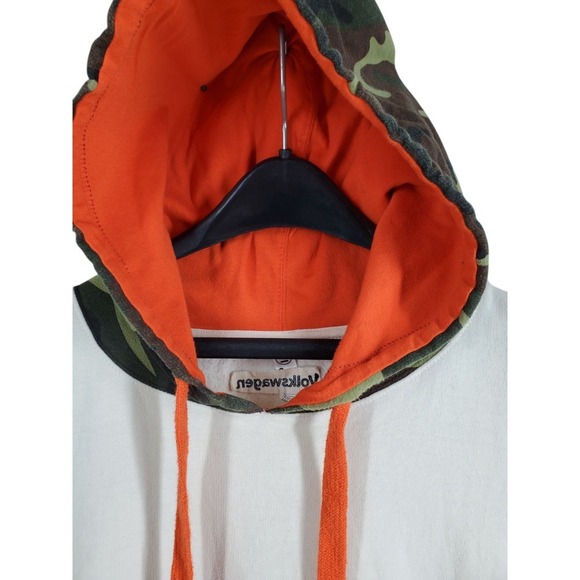Volkswagon Code V Hoodie Sweatshirt Mens L Beige Green Camo Sleeves Fleece - Picture 8 of 11